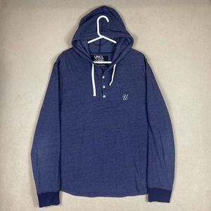Uncl Hybrid Mens XXL Henley Hoodie Sweatshirt Blue‎